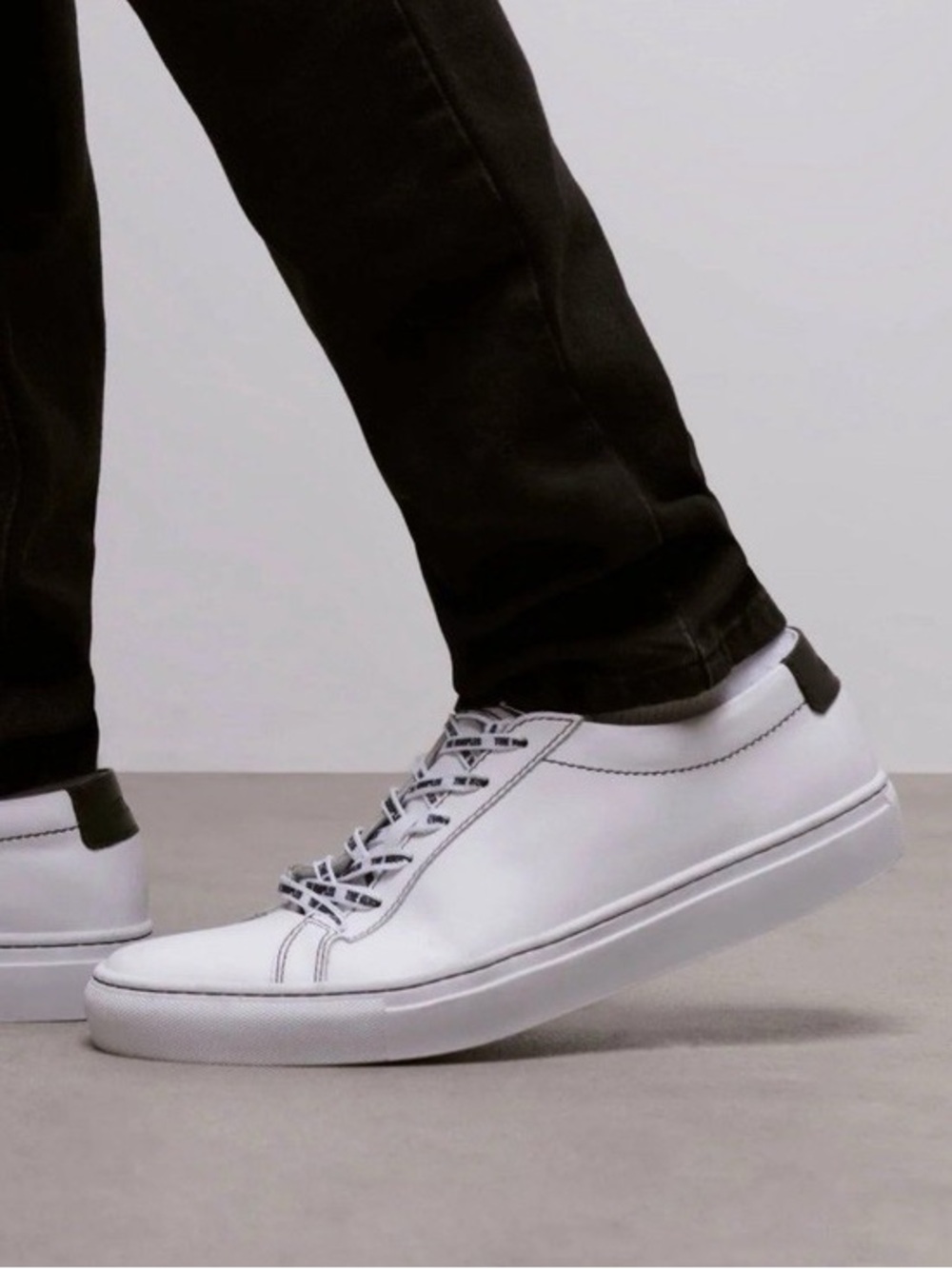 The Kooples White Leather Low-Top Sneakers with Black Heel Tab